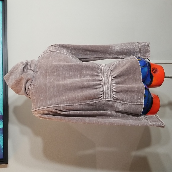 Blanc Noir Small Taupe/Champagne Draped front hoodie. - Picture 6 of 11